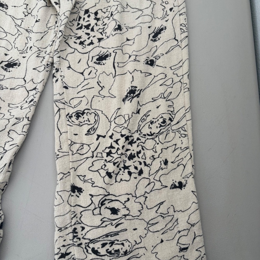 O'Neill Womens Strapless Floral Smocked Wide Leg Jumpsuit Cream Black Size L - Picture 8 of 10